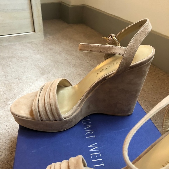 Stuart Weitzman Suede Wedge Sandals - Picture 10 of 13
